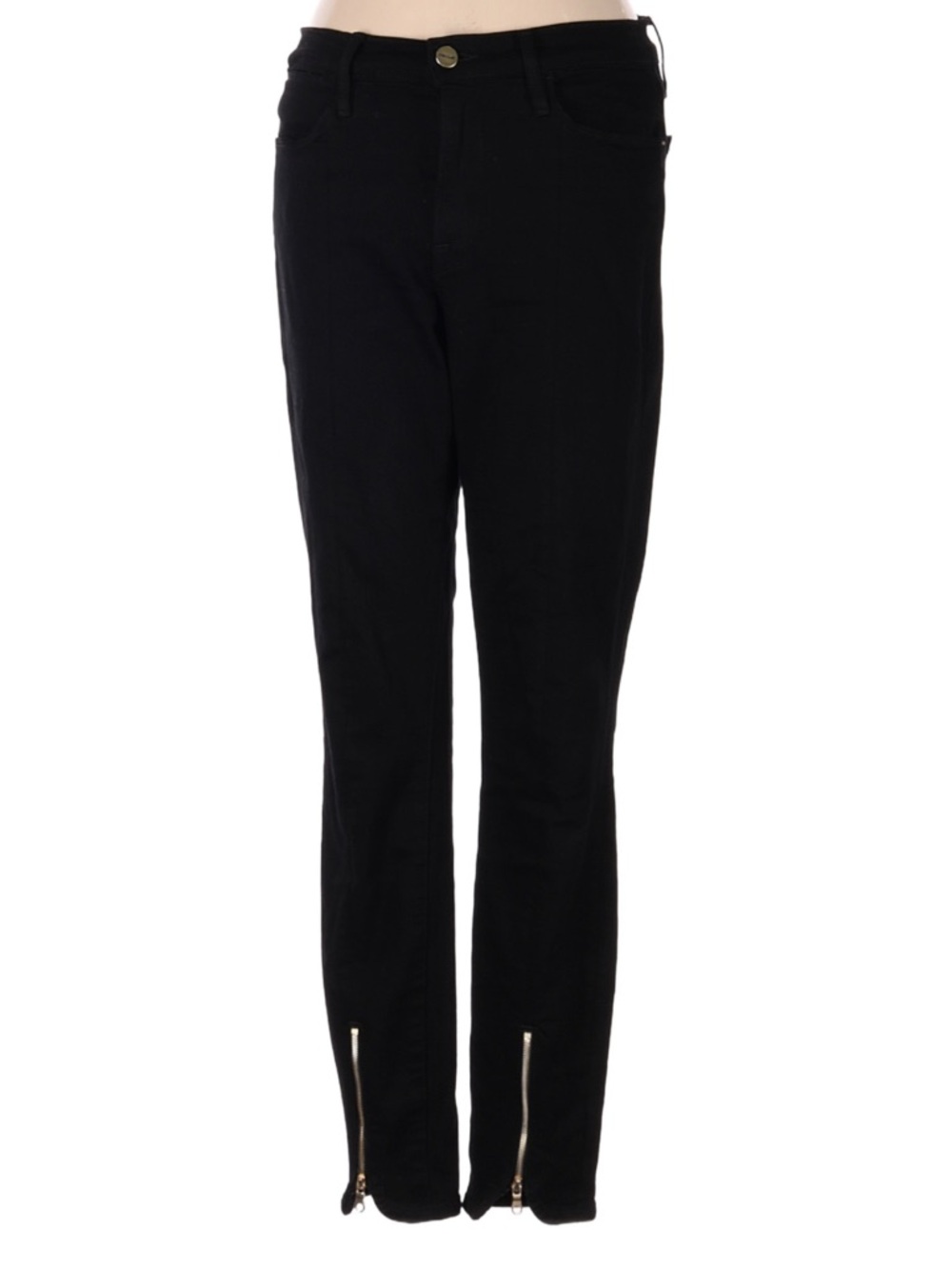 Frame Denim Women's Black Skinny Jeans with Ankle Zippers
